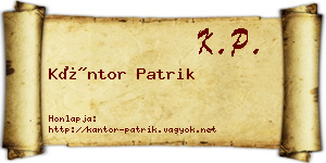 Kántor Patrik névjegykártya